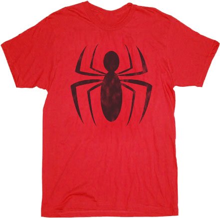  Spider-Man Distressed Ink Red Spider Logo Adult T-shirt Tee