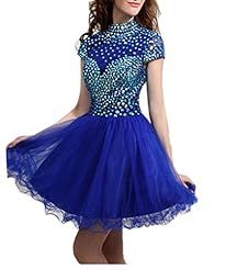 Junior Beaded Crystal  Halter Organza/Tulle Homecoming Dress/Party Dress  With Rhinestones
