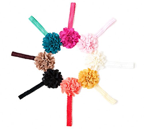 Ema Jane - Fancy Boutique Eyelet Laced Flowers Glued to Lace Headbands (8 Pack)