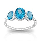 Asher Three-Stone Blue Topaz Ring