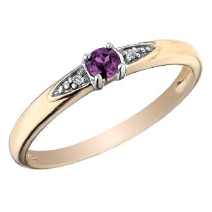 Amethyst Ring with Diamonds 1 8 Carat (ctw) in 10K Yellow Gold by MyJewelryBox.com