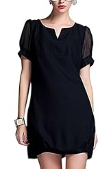Plus Size Sexy Sophisticated Bubble Dress Short Sleeves Round Neck Sheer  Dress