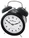 Precision MSF Radio controlled Black case white dial Double Bell alarm clock with light & snooze