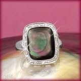 14K Black Mother-of-Pearl & Diamond Ring