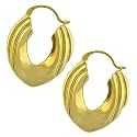 14 Karat Yellow Gold Electroform Style Oval Hoop Earrings