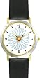 Lady Bug on Daisy Flower - Ladybug - JP Animal - WATCHBUDDY&reg; DELUXE TWO-TONE THEME WATCH - Arabic Numbers - Black Leather Strap-Size-Women's Size-Small