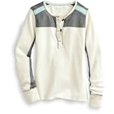 Waffle-Knit Colorblock Henley