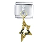Amber Rhinestone Star Italian Charms Bracelet Link