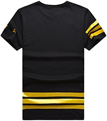 TM Men's Hip-Hop Golden Digital Pattern Short Sleeve T-Shirt Top Tee L Black