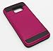 Samsung Galaxy S7 Edge Case, Bastex Hybrid Black Rubber Silicone Cover Hot Pink Hard Plastic Hidden Credit Card Cash Id Holder Slot Case for Samsung Galaxy S7 Edge G935