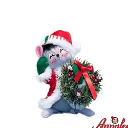 6" Shimmermint Wreath Mouse By Annalee