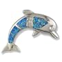 CZ and Synthetic Opal Sterling Silver Dolphin Pin