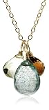 14k Yellow Gold Blue, Green and Brown 3-Stone Necklace