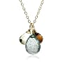 14k Yellow Gold Blue, Green and Brown 3-Stone Necklace