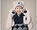 Costume Polar Bear Plush Hat with Mittens Paw Prints by HatButik