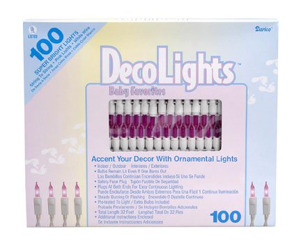 String of 100 Electric Pink Lights with White Cords 3 Strands - 300 Lights