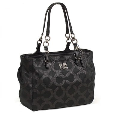 Coach Signature Op Art Mia Lurex East West Gallery Book Bag Tote