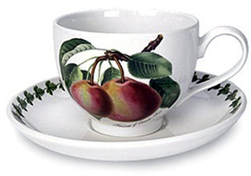 Portmeirion Pomona Earthenware Traditional Teacups and Saucers, Set of 6