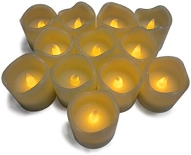 Creatrek LED Flameless Candles, 12-pack Battery Operated 2''x 2'' Wax Pillar Light for Weddings and Parties
