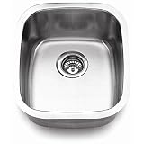16 Inch Stainless Steel Undermount Single Bowl Kitchen / Bar / Prep Sink - 18 Gauge