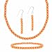 Sterling Silver 4mm Orange Simulated Cats Eye Stone Bead Beaded Dangle Hook Earrings Stretch Bracelet Necklace 15-19 Jewelry Set