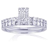 41FNJQk5mKL. SL160  0.85 Ct Emerald Cut Diamond Wedding Rings Set SI1 F IGI