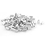 uxcell ワイヤーロープアルミスリーブ　1.5mm ワイヤー ロープ スエージ クリップ 用　100 個入り