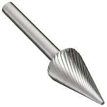 PFERD Cone Carbide Bur, Uncoated (Bright) Finish, Fine Single Cut, Point End
