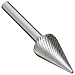 PFERD Cone Carbide Bur, Uncoated (Bright) Finish, Fine Single Cut, Point End