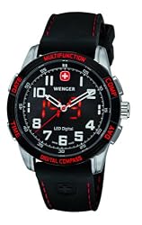 Wenger Men's 70430 Nomad Compass Red LED Black Silicone Strap Watch
