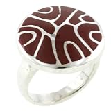 Sterling Silver Red Mother Swirl Ring Pearl Bracelet (size 6,7,8)