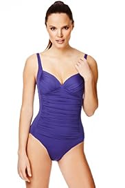 Tummy Control V-Neck Ruched Swimsuit