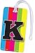Initial Luggage Tag Letter K Personalized ID Tag Colorful TV Test Pattern Design (K)