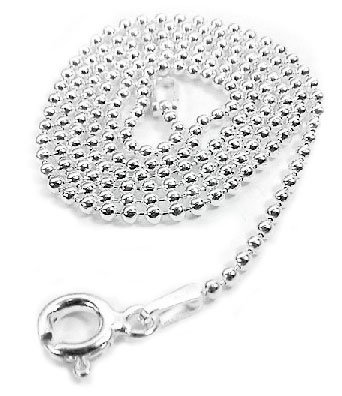 1.5mm Sterling Silver 18 Bead or Ball Chain Necklace