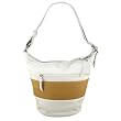 Coach Rugby Leather Duffle Hobo Zip Handbag White - Tan 13357