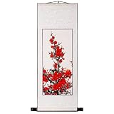 Handmade Plum Blossoms Scroll Wall Art Painting