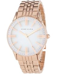 Anne Klein Womens AK/1294WTRG White Dial Wall-To-Wall Crystal Rose Gold-Tone Bracelet Watch