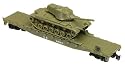 HO RTR Flat w/Patton Tank, US Army