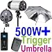 500W Professional Photography Studio Strobe Flash Light Kit - 2 Strobe Flashes, Stands, Umbrellas, Flash Trigger, & Reflectors!