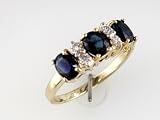 14K Triple Sapphire & Diamond Ring