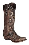 Lucchese Women's Handcrafted 1883 Studded Fiona Cowgirl Boot Snip Toe Cafe US