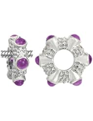 Storywheel® Cab Amethyst Ring Bead / Charm in 925 Sterling Silver