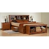 Queen Size Cherry Platform Bed with Bookcase Headboard