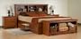 Queen Size Cherry Platform Bed with Bookcase Headboard