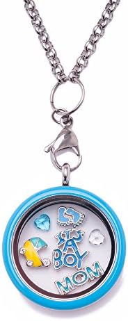 Floating Charm Memory Locket Necklace by Maddie M Designs It's a Boy with Strong 32" Rolo Chain