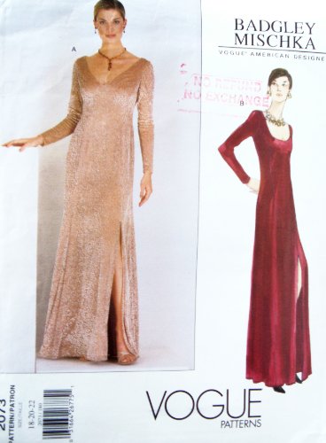 Vogue American Designer Pattern 2073. Misses Szs 18;20;22 Princess Cut Evening Dress. Design By Badgley Mischka