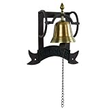 Cast Iron & Brass Dinner Bell Yard Wall Hanging Garden Decor Hang Indoor Outdoor