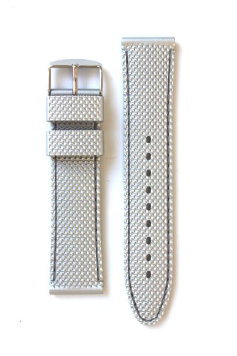 New Pearl Silver Rubber/Silicone Watchband with Stitching by Toscana