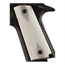 Hogue 1911 Government/Commander 3/16 Thin Grips Aluminum Checkered Brushed Gloss Clear