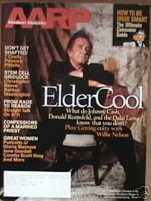 AARP Magazine Sept/Oct 2002 JOHNNY CASH cover, Willie Nelson